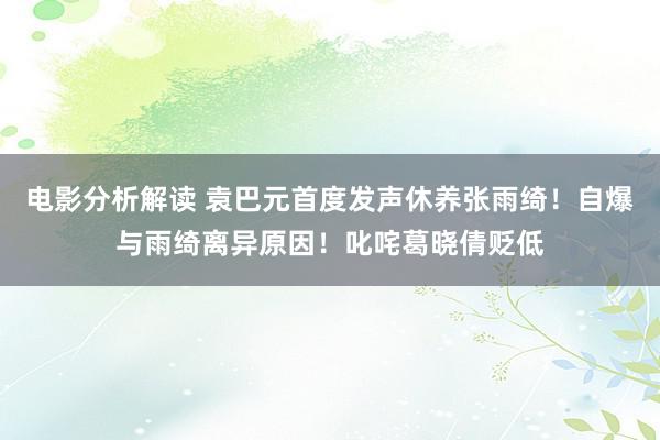 电影分析解读 袁巴元首度发声休养张雨绮！自爆与雨绮离异原因！叱咤葛晓倩贬低