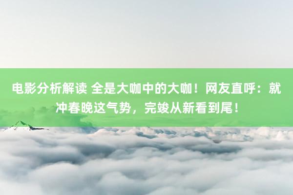 电影分析解读 全是大咖中的大咖！网友直呼：就冲春晚这气势，完竣从新看到尾！