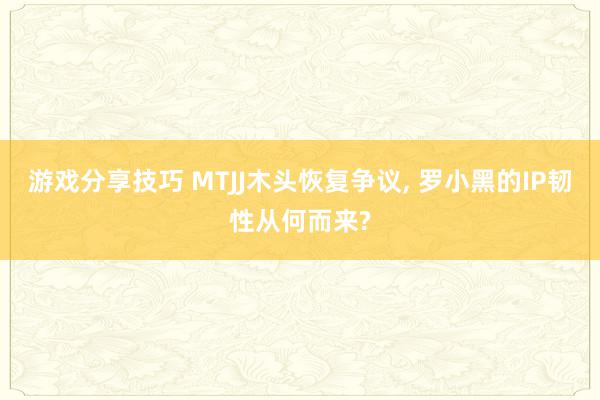 游戏分享技巧 MTJJ木头恢复争议, 罗小黑的IP韧性从何而来?